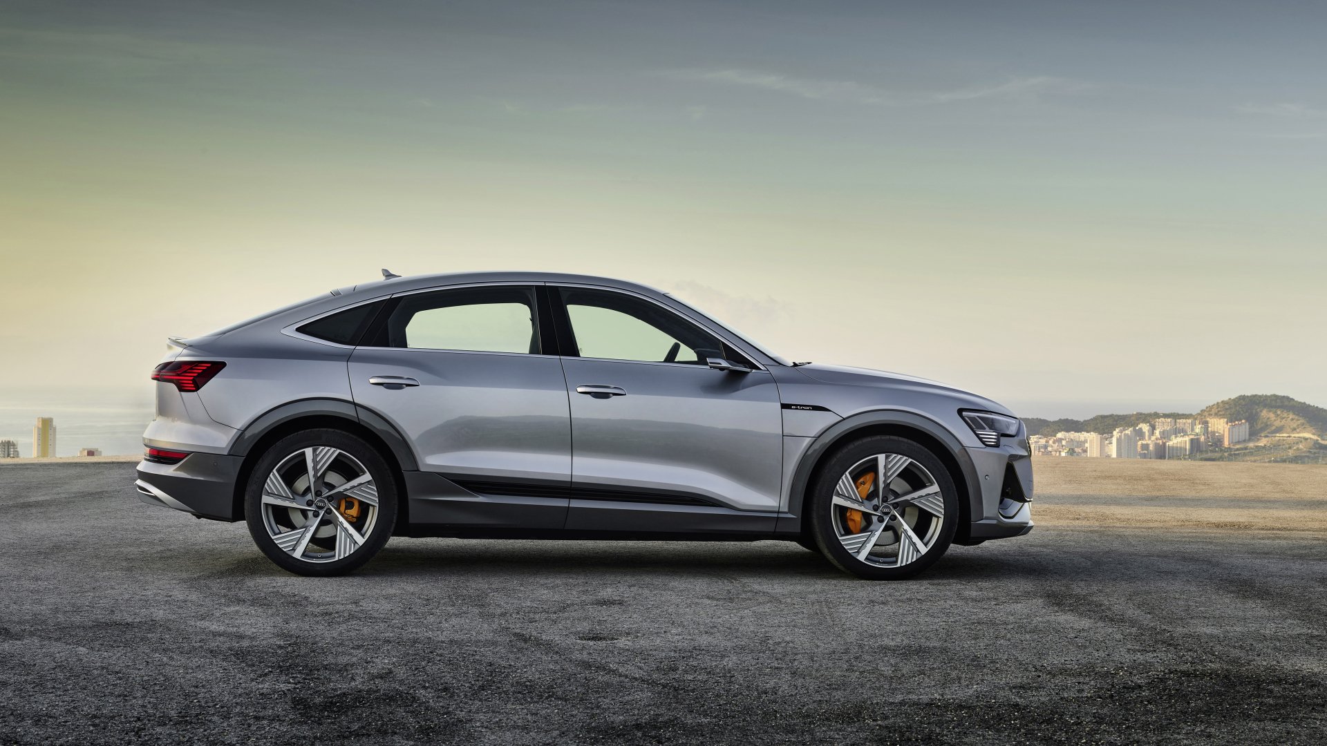 Download Silver Car Electric Car SUV Car Audi Audi E-Tron Vehicle Audi E-Tron Sportback 4k Ultra HD Wallpaper