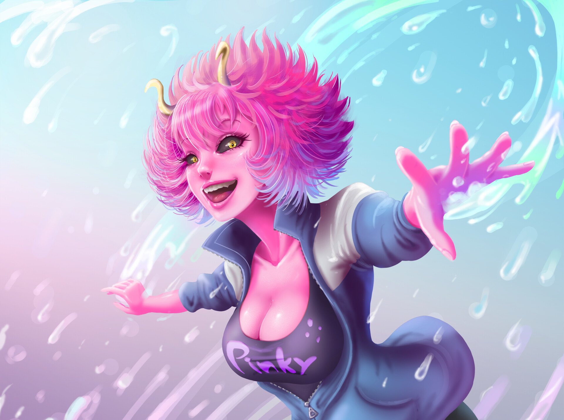 Download Pink Hair Mina Ashido Anime My Hero Academia HD Wallpaper by Aramey