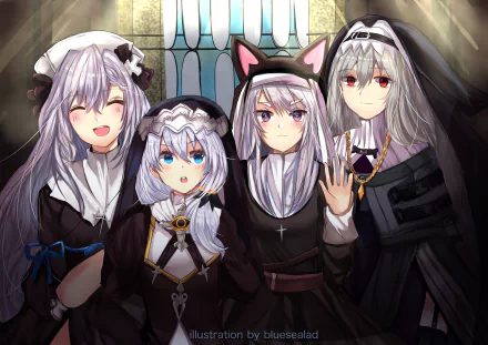 Honkai Impact 3rd Girls Frontline Arknights Azur Lane Vestal (Azur Lane) Specter (Arknights) P7 (Girls Frontline) Theresa Apocalypse video game crossover HD Desktop Wallpaper | Background Image