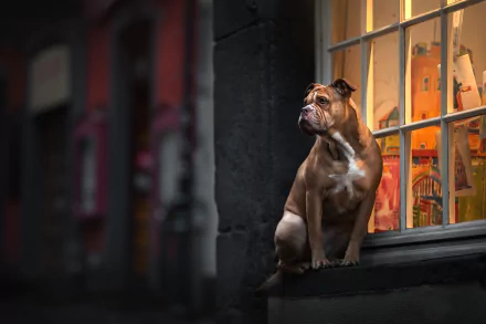  Boxer Dog Sitting on a Window sill