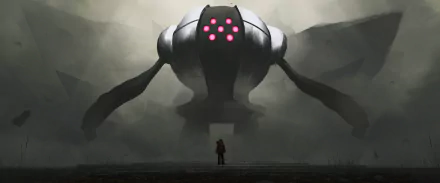 HD PC desktop wallpaper featuring Registeel from the Pokémon anime standing ominously in a foggy, dark environment.