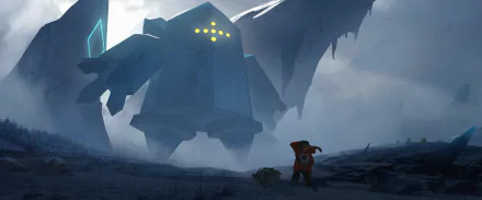 HD PC desktop wallpaper featuring Regice, the Ice-type Pokémon, in a dramatic anime-style scene with a small figure standing before the towering legendary creature.