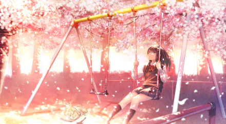 spring sakura cherry blossom Anime Original Spring Anime HD Desktop Wallpaper | Background Image