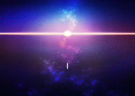 HD anime-style desktop wallpaper featuring a vibrant star and cosmic background blending deep blues and purples with bright light effects in an original composition.