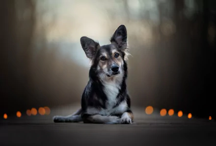 HD desktop wallpaper featuring a dog with sharp focus and a blurred background, showcasing depth of field to highlight the animal's attentive expression.