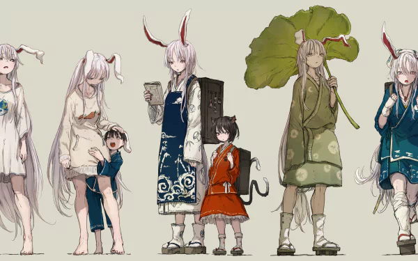 Chen (Touhou) Tewi Inaba Reisen Udongein Inaba Anime Touhou HD Desktop Wallpaper | Background Image