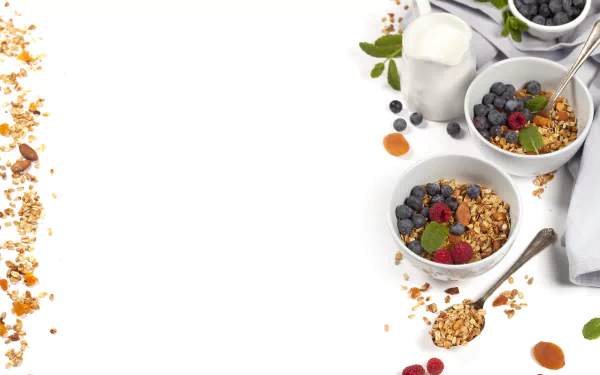 raspberry blueberry still life muesli milk berry food breakfast HD Desktop Wallpaper | Background Image