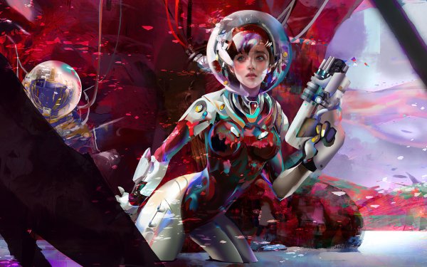 Sci Fi Women Warrior Woman Warrior Space Suit Futuristic Weapon Gun HD Wallpaper | Background Image