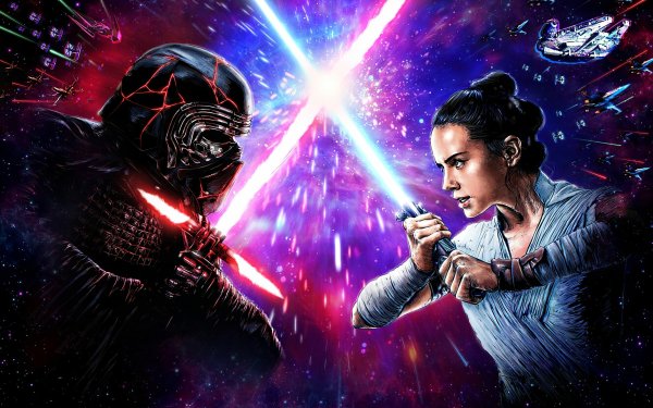 Movie Star Wars: The Rise of Skywalker Star Wars Rey Kylo Ren Lightsaber HD Wallpaper | Background Image