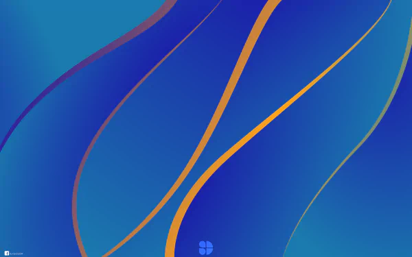 Abstract blue wave design with flowing gold lines, 8K Ultra HD PC desktop wallpaper and background.