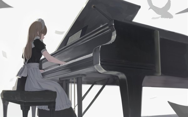 Anime Music Piano Maid HD Wallpaper | Background Image