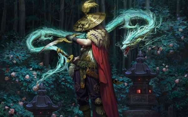 Fantasy Warrior Hat Dagger Dragon HD Wallpaper | Background Image