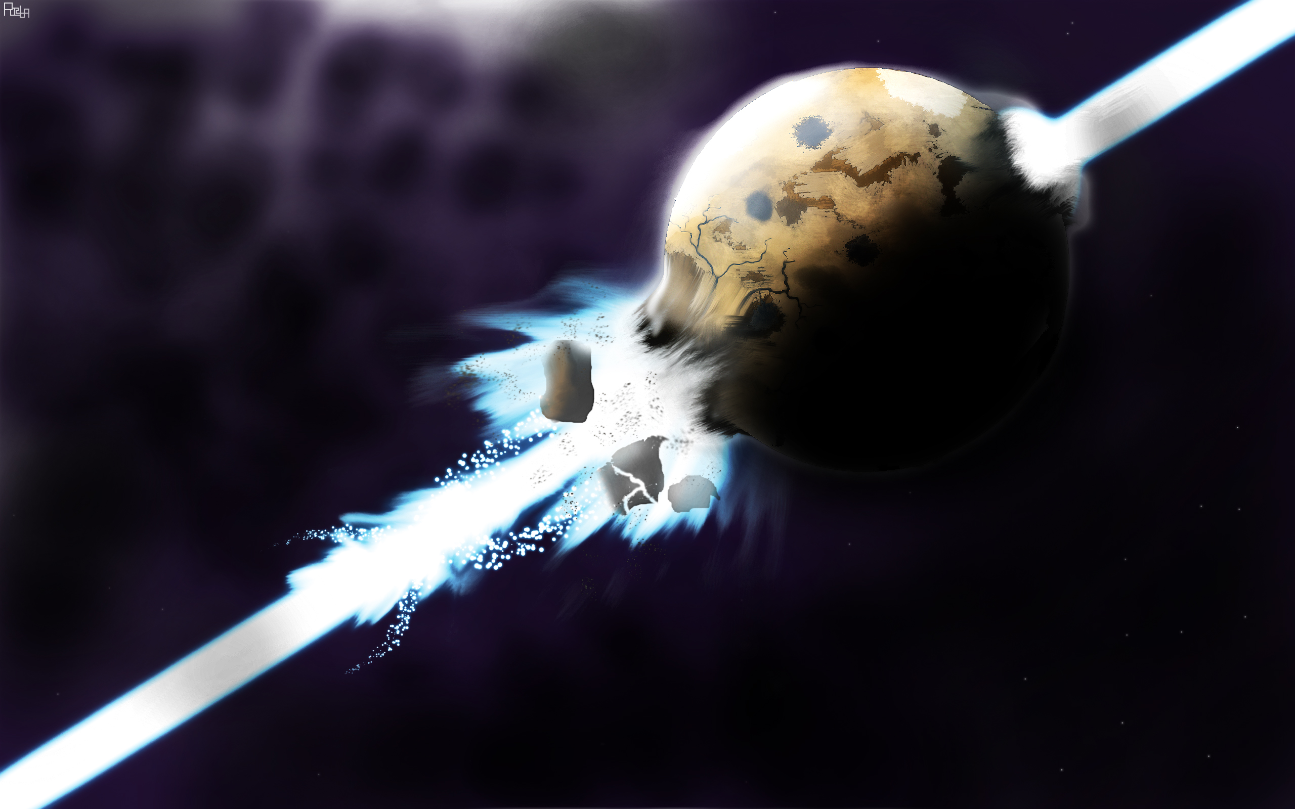 Sci-Fi desktop wallpaper with explosive scene titled Just Passin' Through