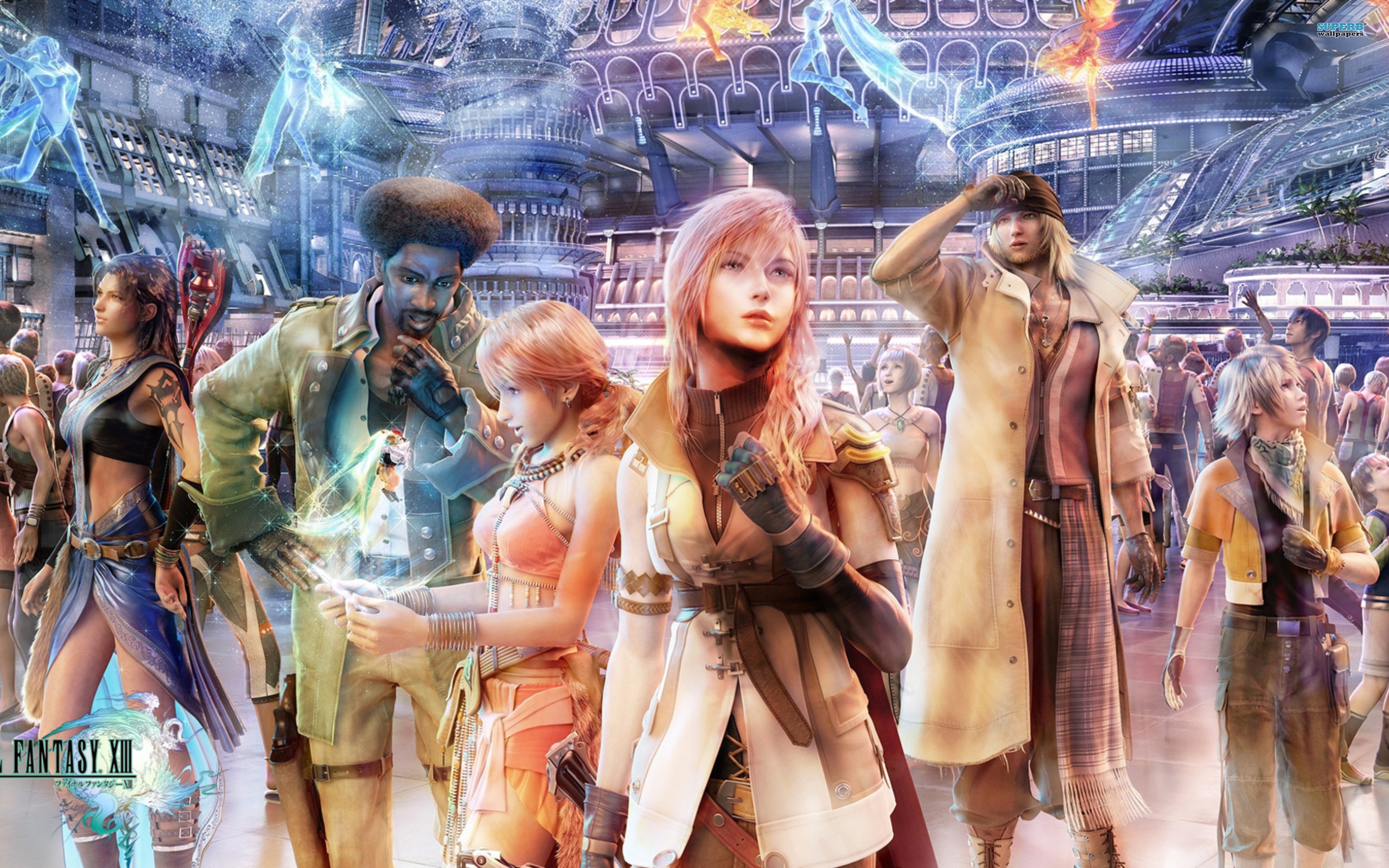 Final Fantasy XIII desktop wallpaper featuring a video game scene.