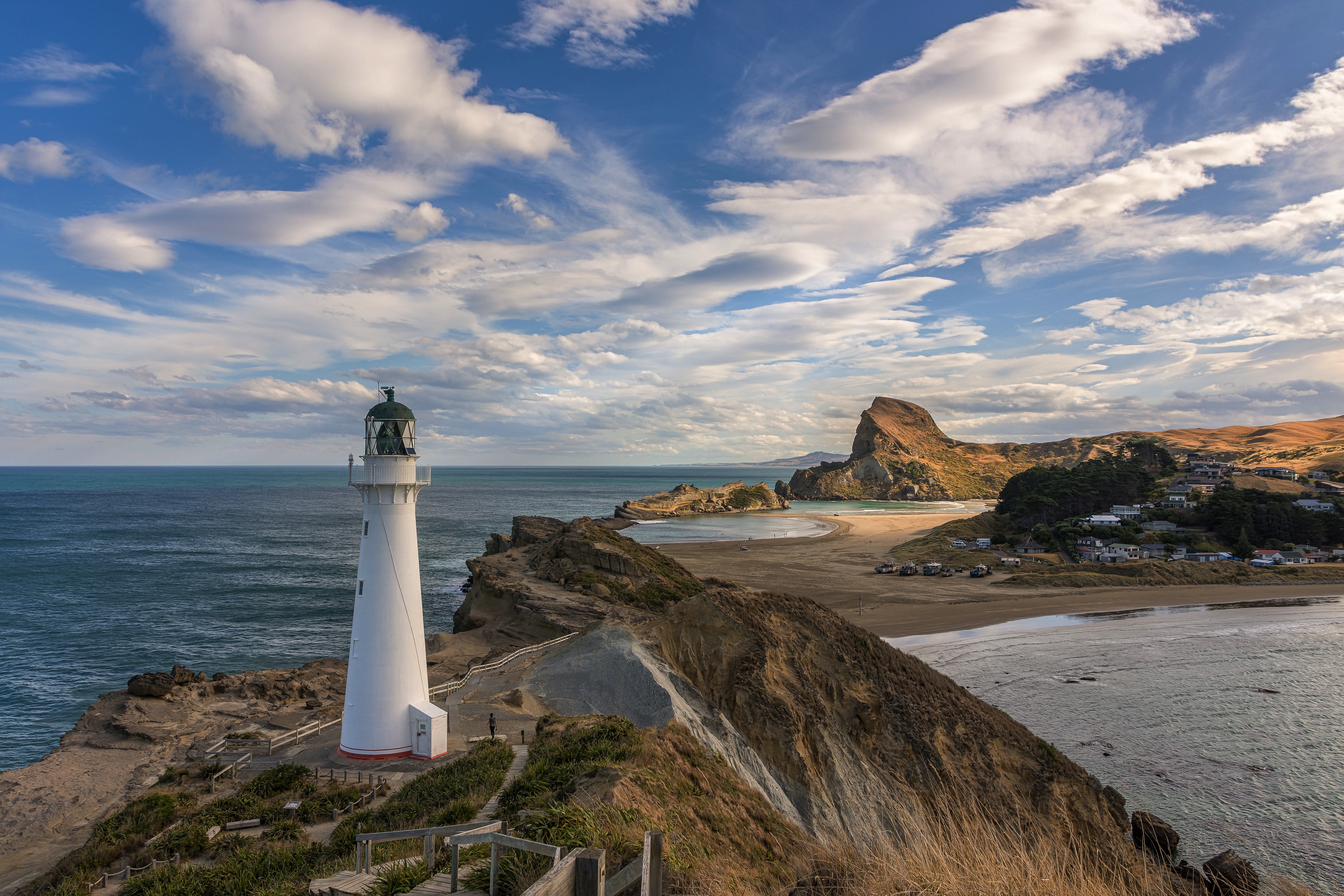 New Zealand, Castle Point Lighthouse 4k Ultra HD Wallpaper | Background