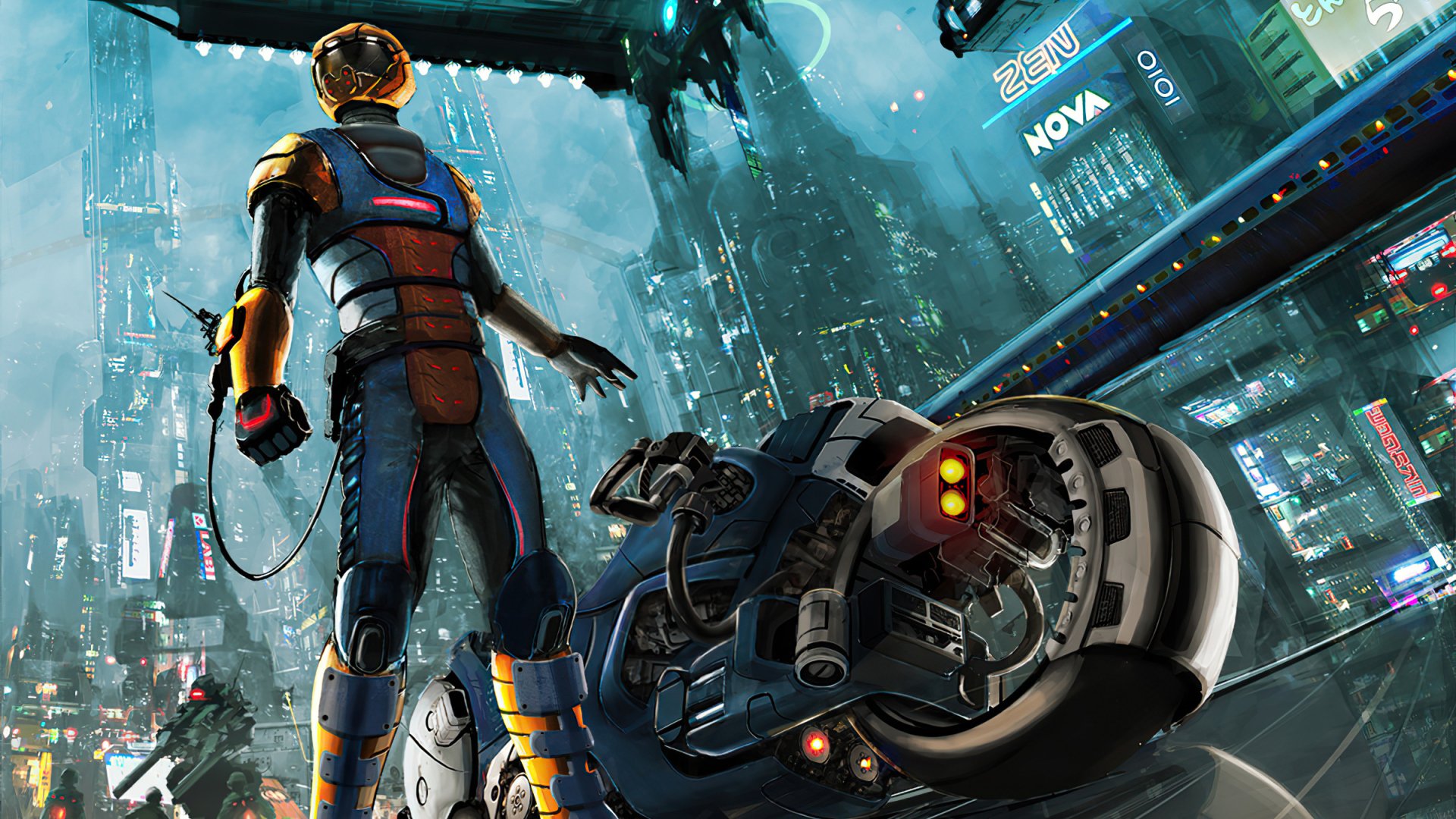Neon Drift: Cyberbike Rider - Cyberpunk HD Wallpaper by Ed Basa ...