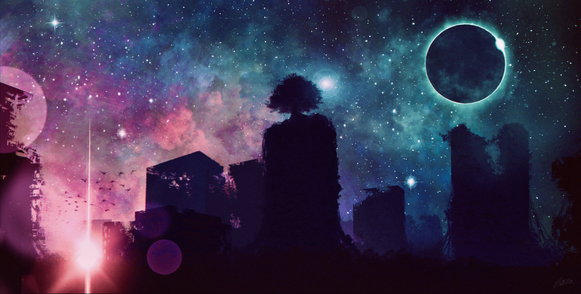 Download Starry Sky Sunset Night Sky Anime Original Anime Night Anime Sunset Sky Anime HD Wallpaper by 犀将(Saisho)