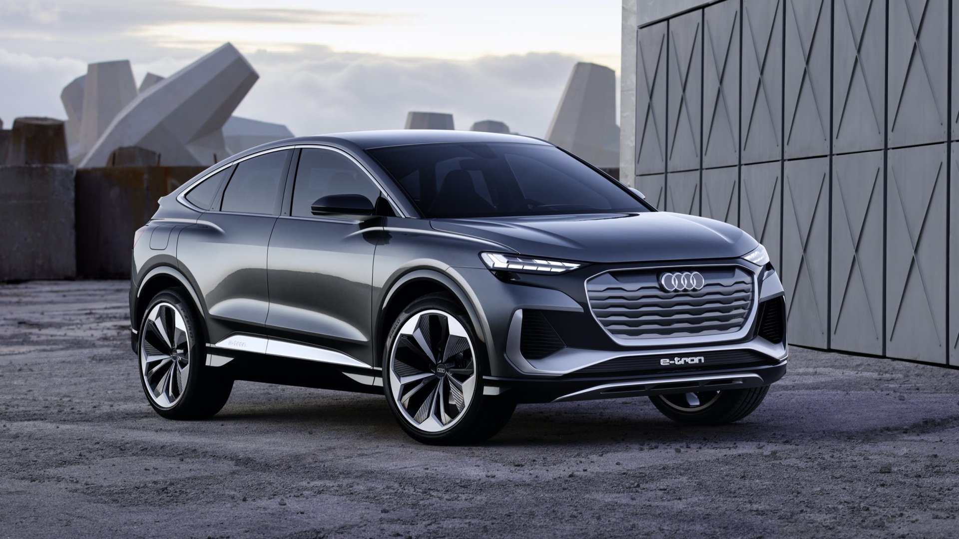 Download Silver Car Electric Car SUV Car Audi Vehicle Audi Q4 E-tron HD Wallpaper