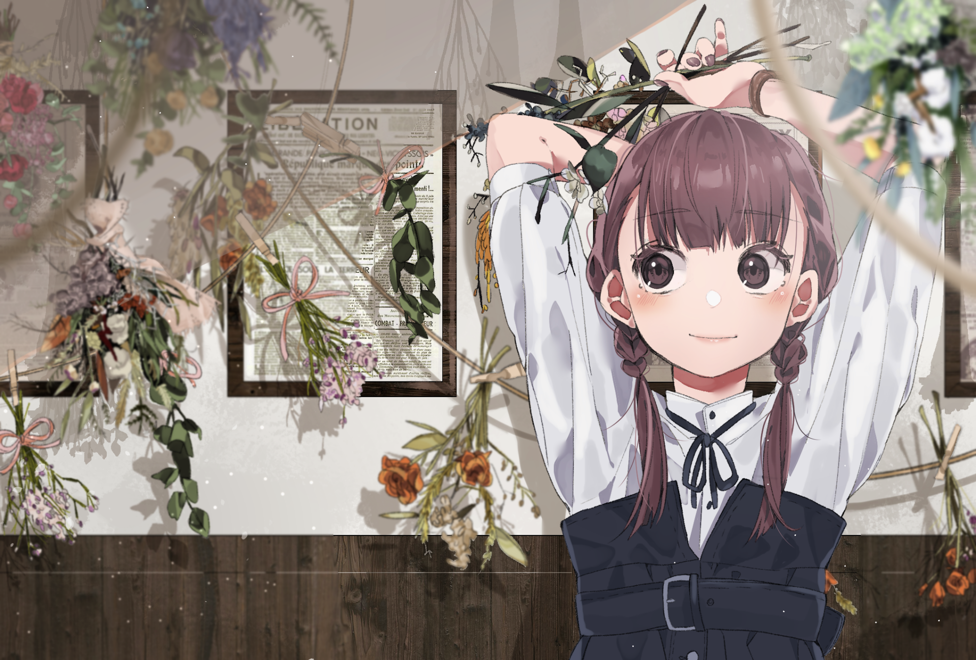 Charming Anime Girl HD Wallpaper In A Serene Floral Room By Un 