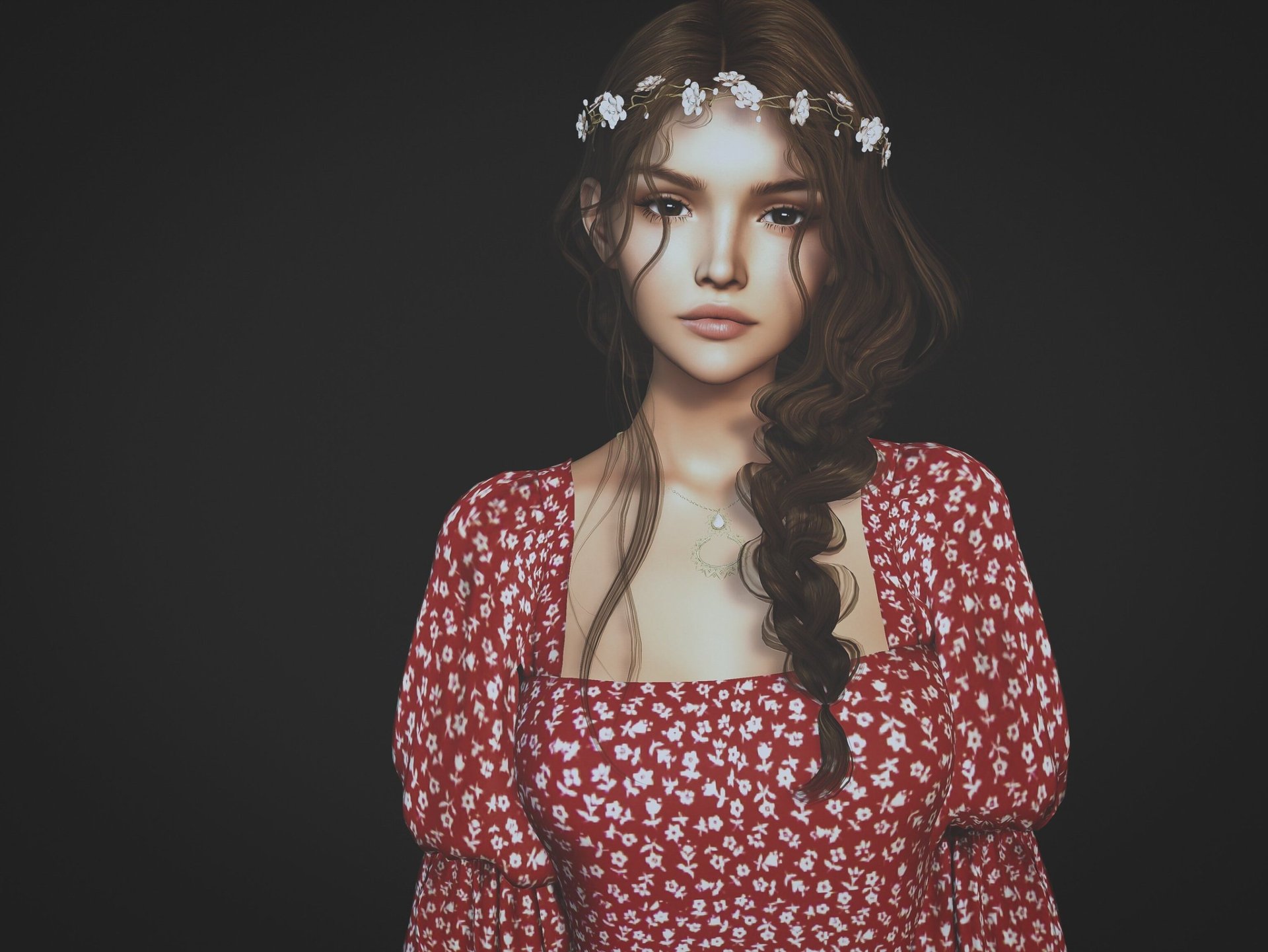 Download Wreath Brunette Woman Model HD Wallpaper