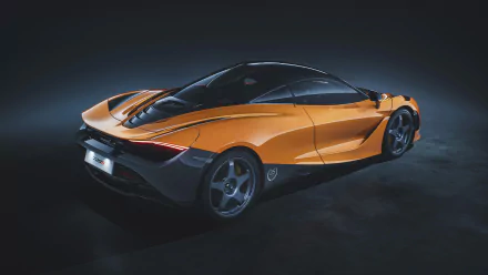 HD desktop wallpaper featuring an orange McLaren 720S supercar with sleek design and dynamic curves against a dark background.