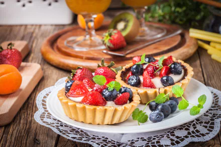 fruit still life tartlet strawberry blueberry berry food dessert HD Desktop Wallpaper | Background Image