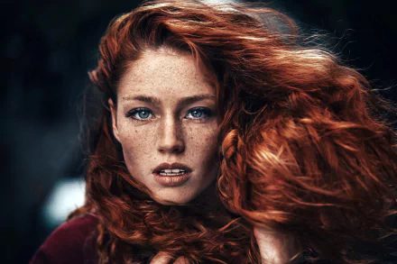 redhead freckles blue eyes face woman model HD Desktop Wallpaper | Background Image