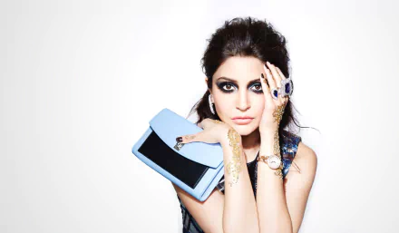 brown eyes black hair jewelry Bollywood actress Indian Celebrity Anushka Sharma HD Desktop Wallpaper | Background Image