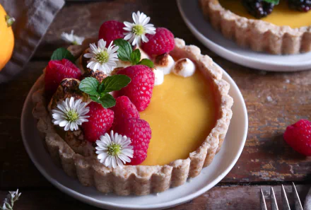 pastry tartlet raspberry flower food dessert HD Desktop Wallpaper | Background Image