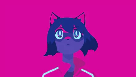 HD desktop wallpaper featuring Michiru Kagemori from the anime Brand New Animal, set against a vibrant pink background.