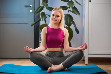 smile blonde Isabella Star woman yoga HD Desktop Wallpaper | Background Image