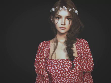 wreath brunette woman model HD Desktop Wallpaper | Background Image