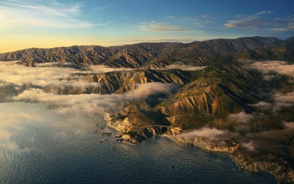 Earth Big Sur Mountain Aerial Coastline Ocean Cloud Landscape Apple Inc. HD Wallpaper | Background Image