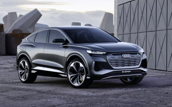 silver car electric car SUV car Audi vehicle Audi Q4 e-tron HD Desktop Wallpaper | Background Image