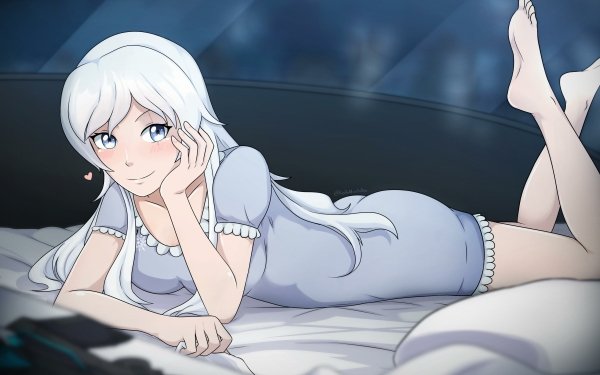 Anime RWBY Weiss Schnee White Hair Aqua Eyes Pajamas HD Wallpaper | Background Image