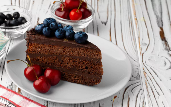 fruit cherry chocolate cake cake berry food dessert HD Desktop Wallpaper | Background Image