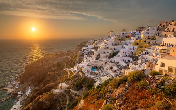 man made Santorini HD Desktop Wallpaper | Background Image