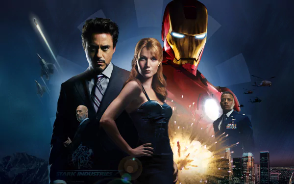 James Rhodes Jeff Bridges Iron Monger Obadiah Stane Rhodey (Marvel Comics) Gwyneth Paltrow Pepper Potts Robert Downey Jr. Tony Stark movie Iron Man HD Desktop Wallpaper | Background Image
