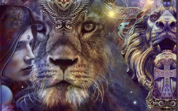 Artistic Collage Cross Lion HD Wallpaper | Background Image