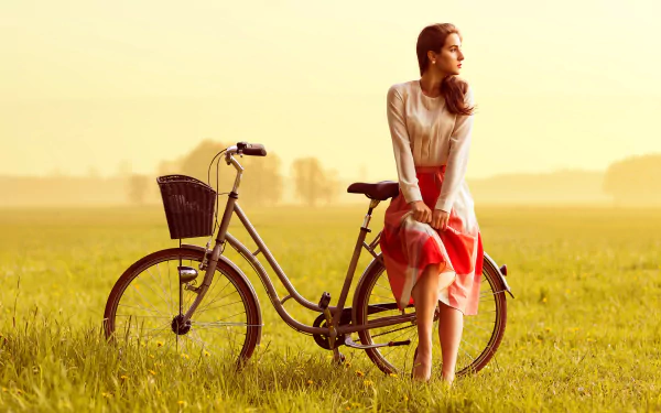 bike woman mood HD Desktop Wallpaper | Background Image
