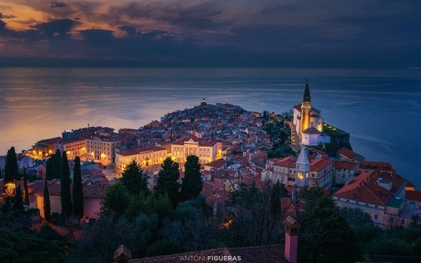 Man Made Piran Towns Slovenia City Sea HD Wallpaper | Background Image