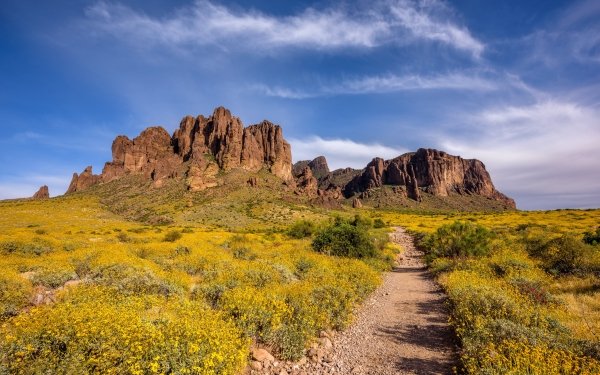 Earth Path Mountain USA Arizona Superstition Mountains HD Wallpaper | Background Image