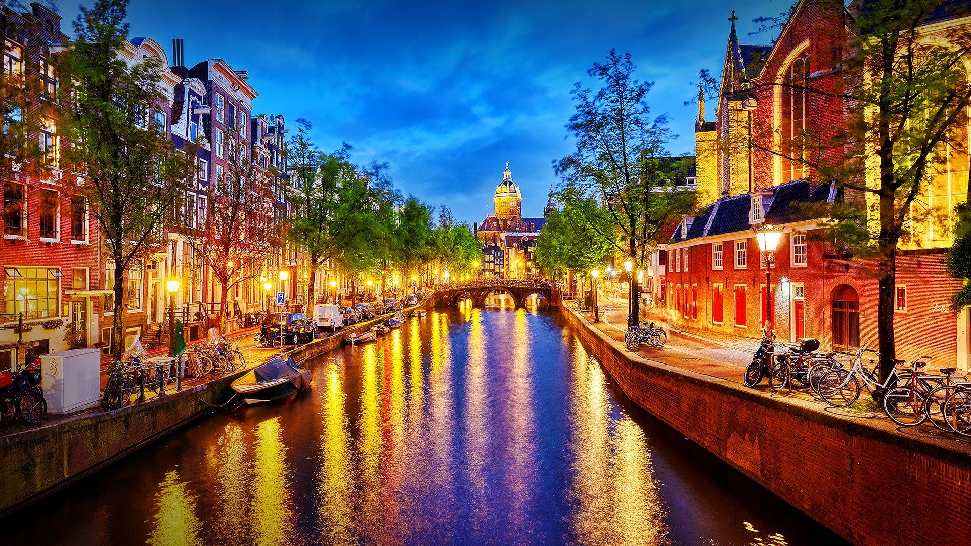 Amsterdam Night Glow Stunning HD River Cityscape Reflection Amsterdam Night Glow Stunning HD River Cityscape Reflection