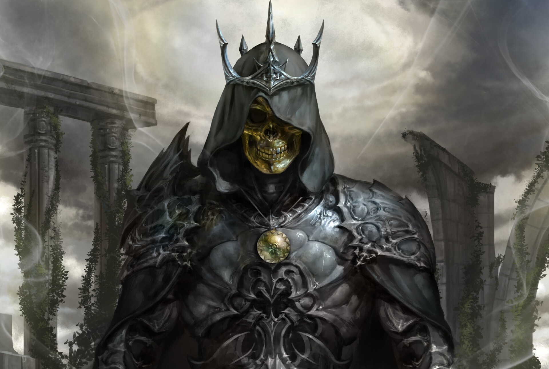 Download Crown Armor Skull Dark Skeleton Hd Wallpaper