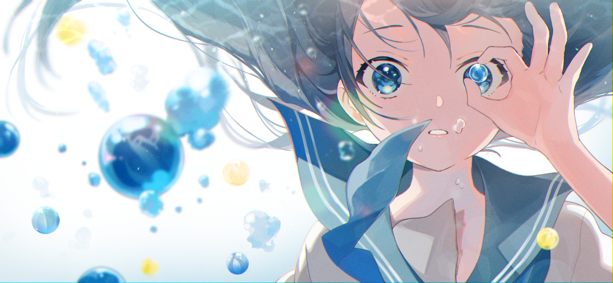 Download Underwater Bubble Anime Girl Anime Girl HD Wallpaper by おむたつ