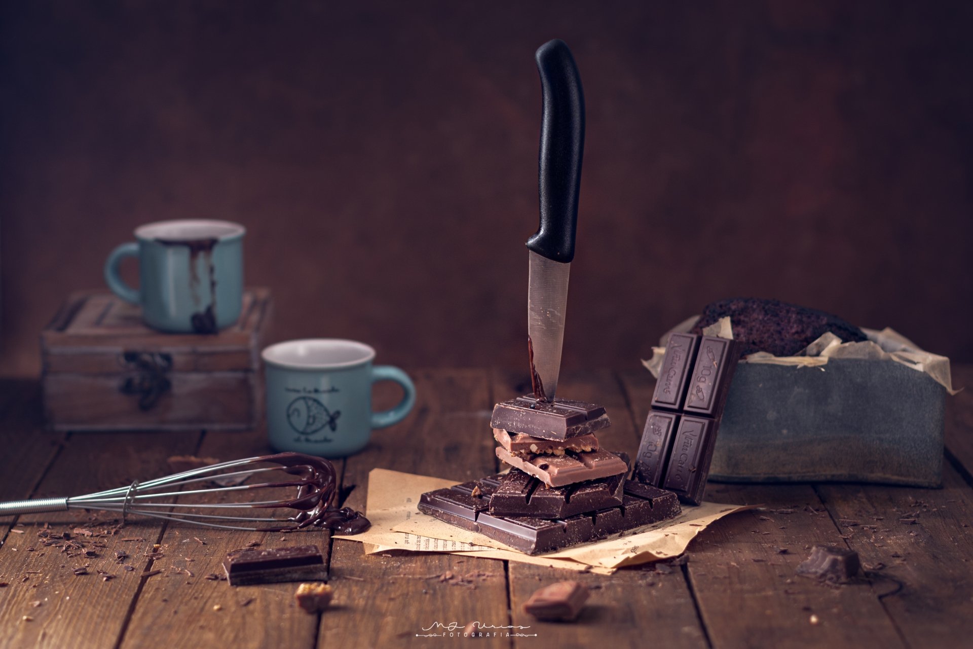 Download Still Life Knife Food Chocolate 4k Ultra HD Wallpaper