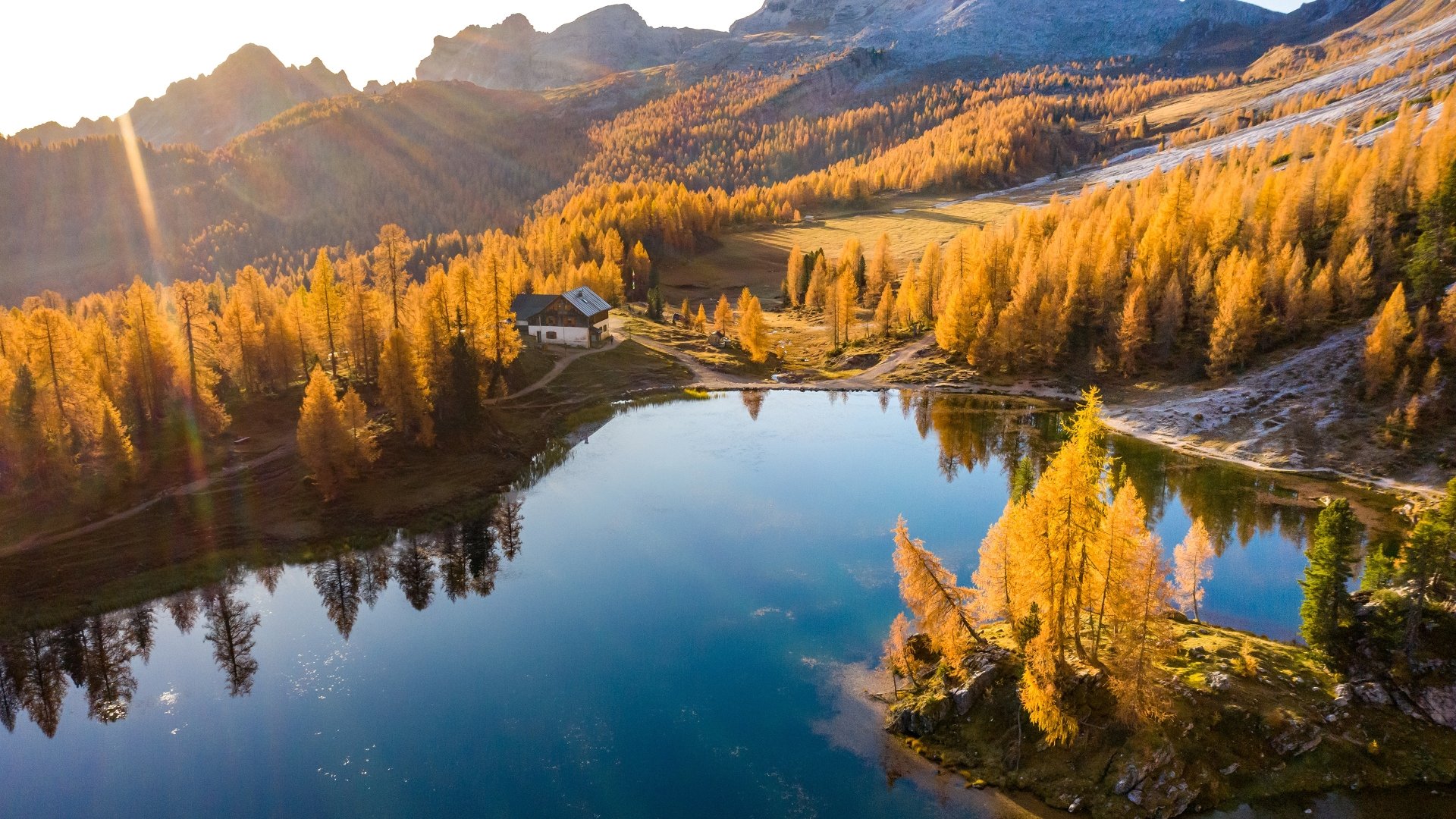 Download Alps Reflection House Mountain Forest Fall Photography Lake 4k ...