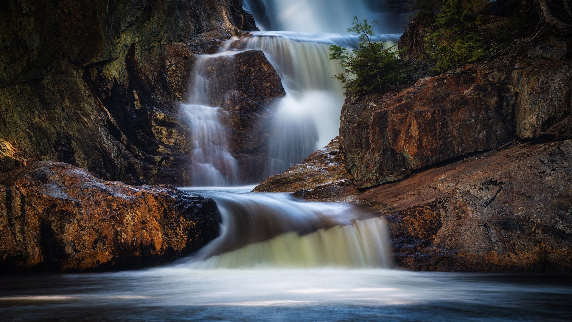 Download Boulder Nature Waterfall 4k Ultra HD Wallpaper