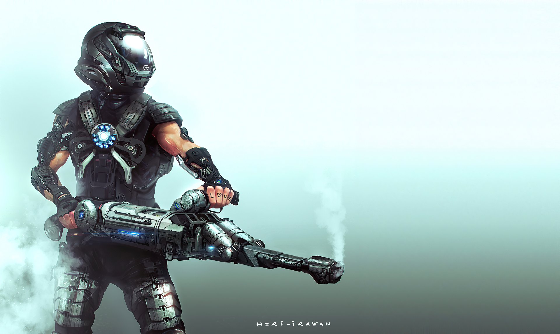 Download Futuristic Weapon Soldier Sci Fi Warrior 4k Ultra HD Wallpaper by Heri Irawan