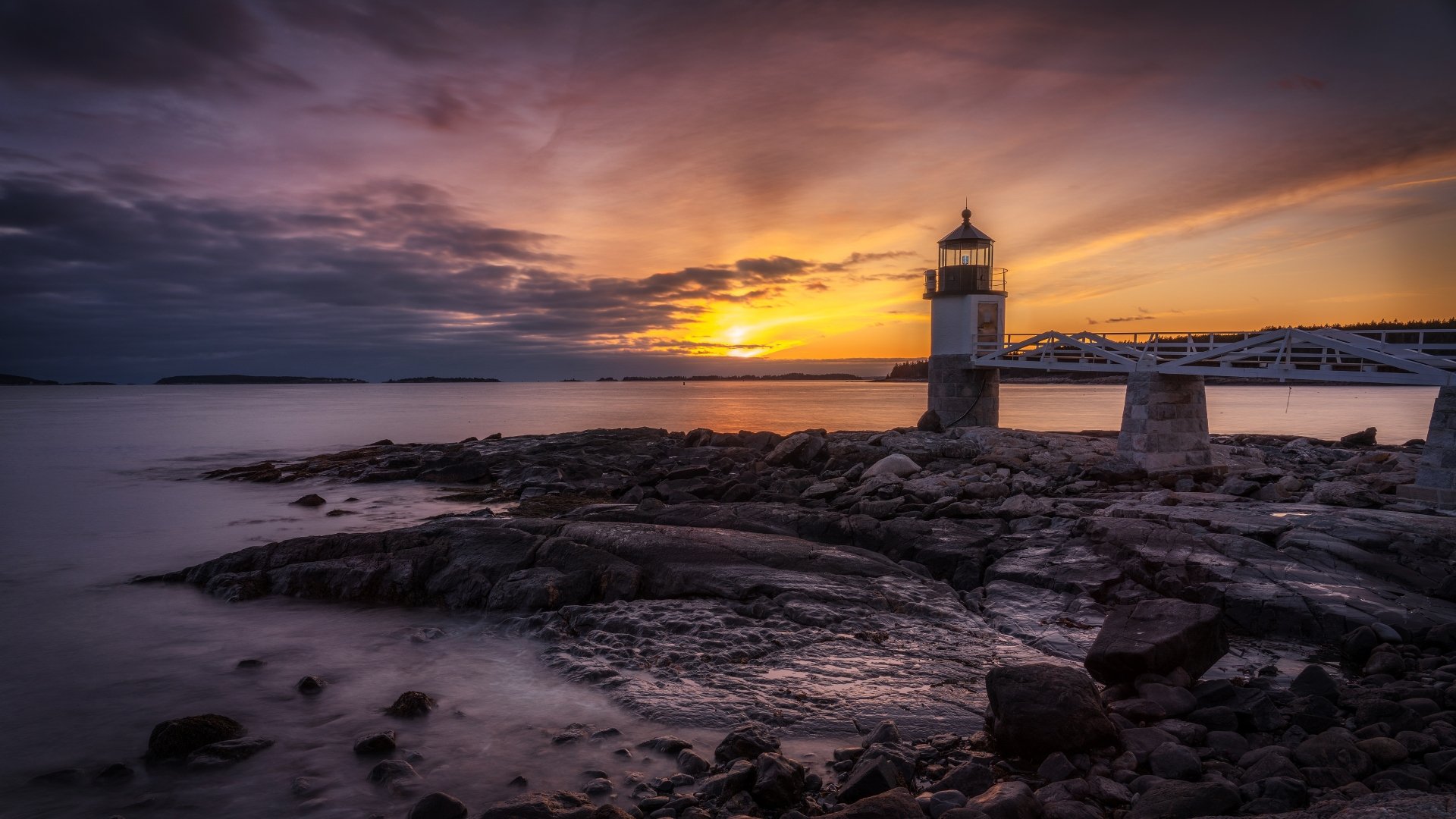 Download Sunset Sea Man Made Lighthouse 4k Ultra HD Wallpaper ...